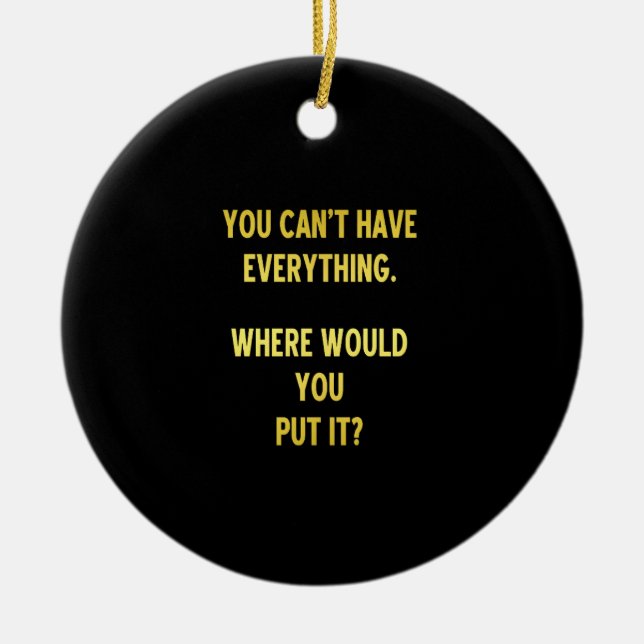 Funny Shopping Hoarding Joke Ceramic Tree Decoration (Front)