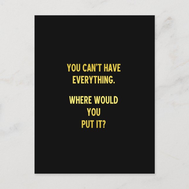 Funny Shopping Hoarding Joke Postcard (Front)