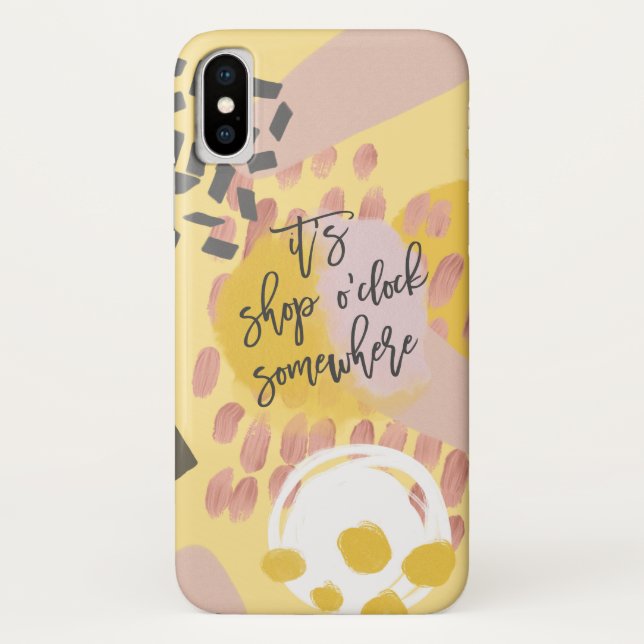 Funny Shopping Quote Modern Colourful Pattern Case-Mate iPhone Case (Back)