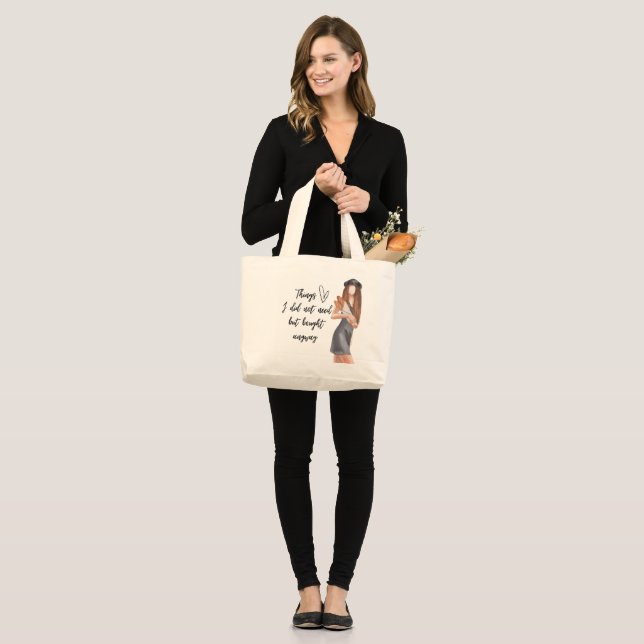 Funny Shopping Quote Reusable Canvas Tote | Gift  (Front (Model))
