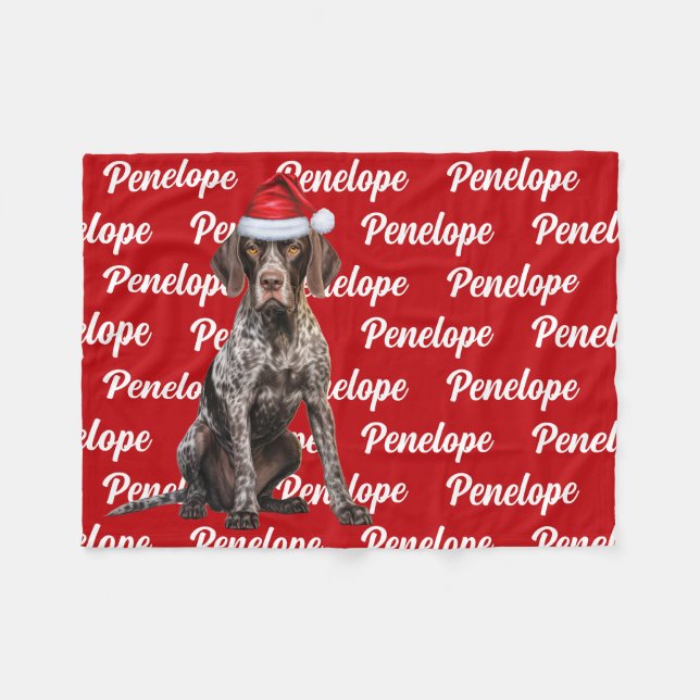 Funny Shorthair Pointer Dog Name Pattern Christmas Fleece Blanket (Front (Horizontal))