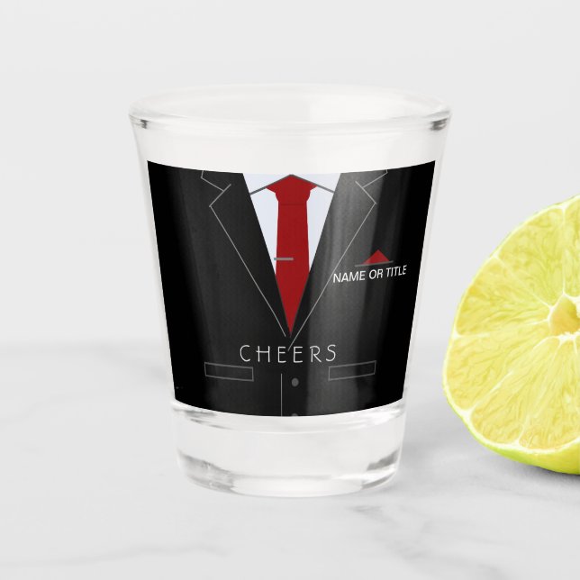 Funny Shot Glass Personalised Name Business Suit (Front)
