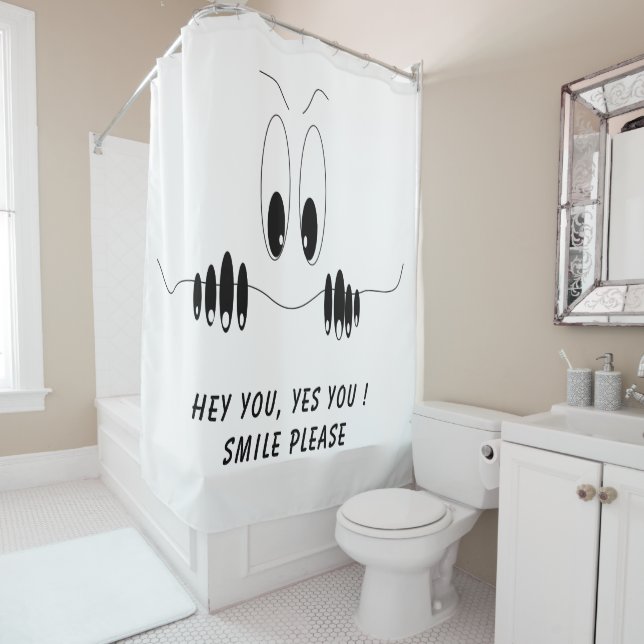 Funny Shower Curtain Playful Happy Eyes - Smile (In Situ)