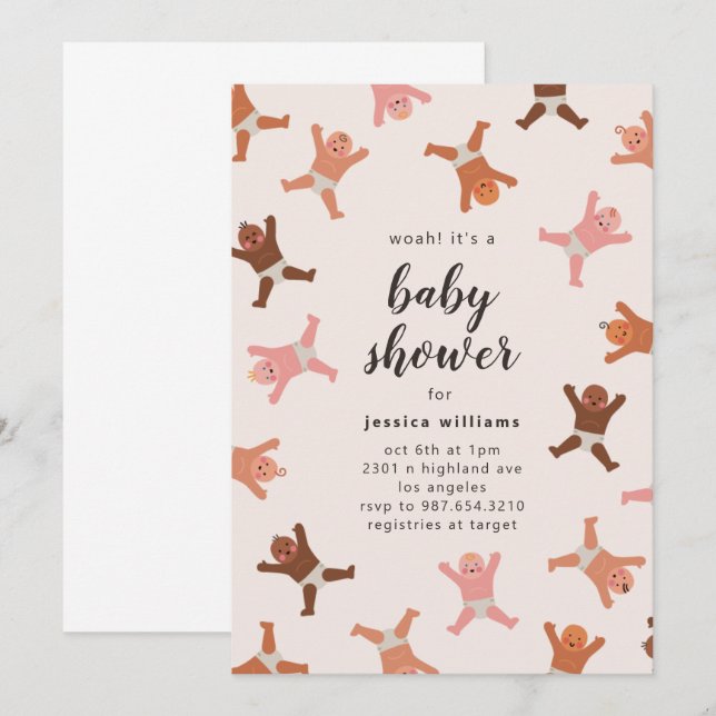 Funny Shower of Babies Gender Neutral Invitation (Front/Back)