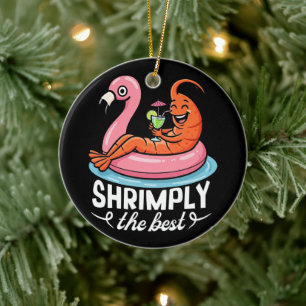 Funny Shrimp Beach Vacation Seafood Summer Pool Ceramic Tree Decoration