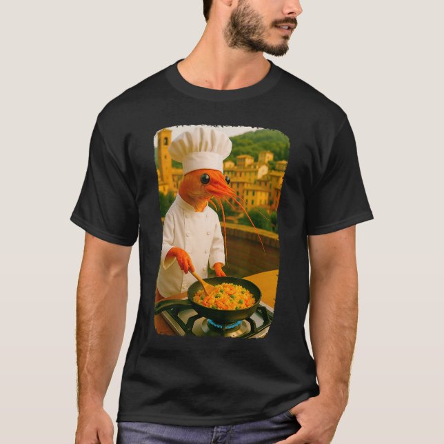 Funny Shrimp Chef Cooking Shrimp Fried Rice Meme B T-Shirt (Front)