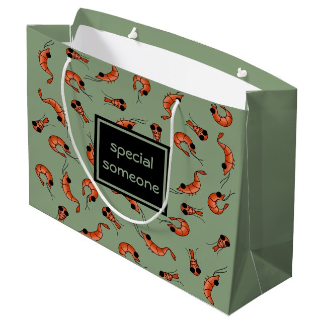 Funny shrimp custom gift bag (Back Angled)