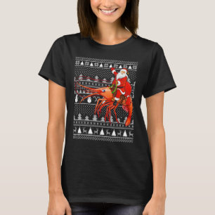 Funny Shrimp Fish Lover Santa Riding Shrimp Ugly C T-Shirt