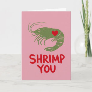 Funny Shrimp Hand Drawn Cute Seafood Love Coastal Card