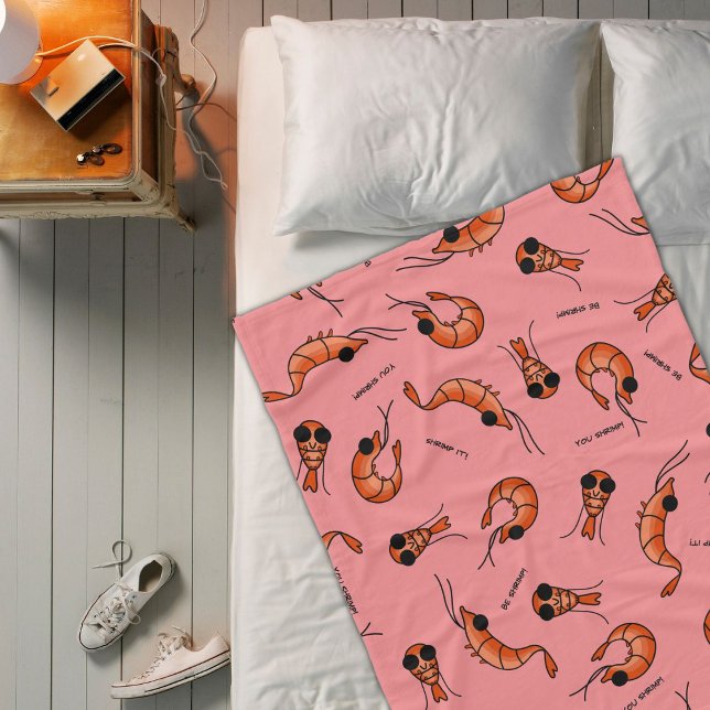 Funny shrimp kawaii fleece blanket (add a cool shrimp blanket to your bed)