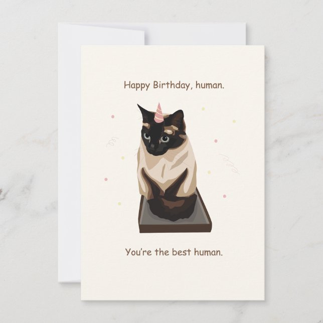 Funny Siamese Cat Happy Birthday Card (Front)