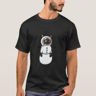 Funny Siamese Cat in Snowman Costume T-Shirt