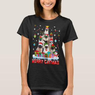 Funny Siamese Cat Lovers Cute Holiday Christmas Tr T-Shirt
