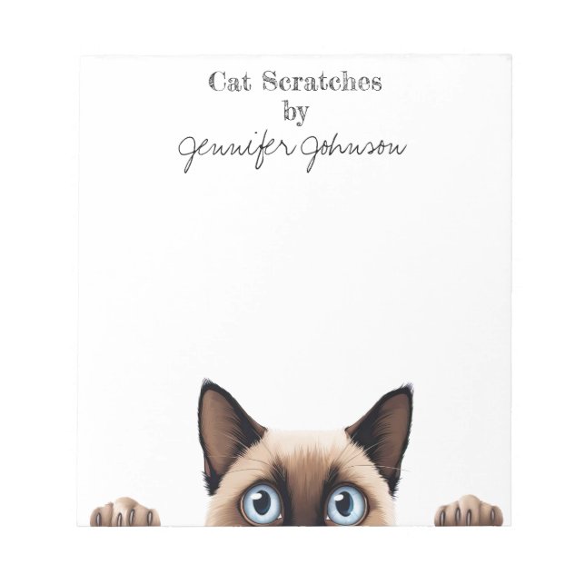 Funny Siamese Cat Notepad (Front)