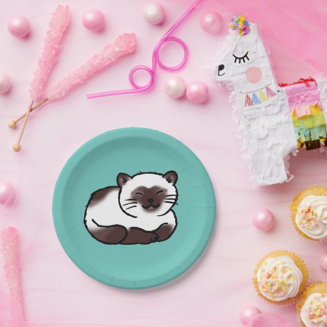 funny siamese cat paper plate (Party)