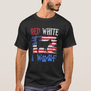 Funny Siberian Husky American Flag USA Red White & T-Shirt