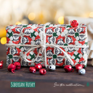 Funny Siberian Husky Christmas Pattern Wrapping Paper