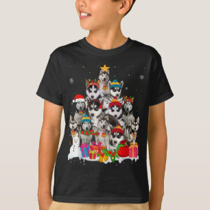 Funny Siberian Husky Christmas Tree Pet Dog Lover T-Shirt