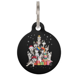 Funny Siberian Husky Christmas Tree Pet Dog Lover  Tag
