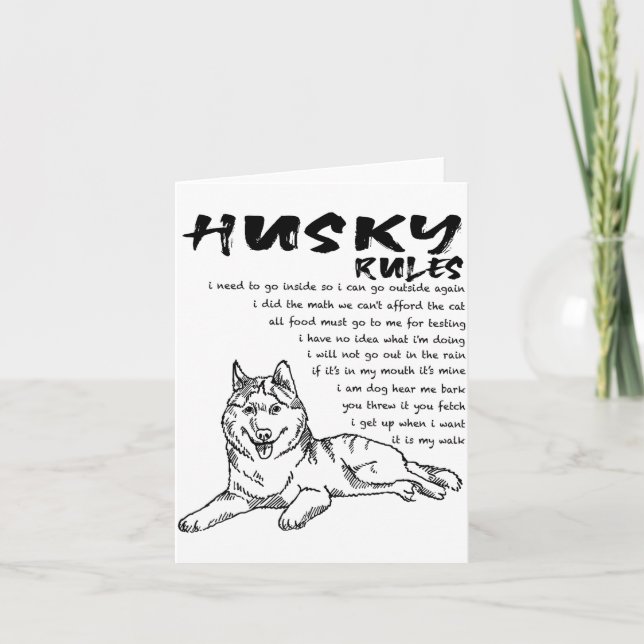 Funny Siberian Husky Dog Hand Drawn Art Men Women  Card (Front)
