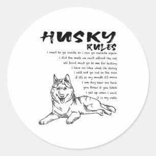 Funny Siberian Husky Dog Hand Drawn Art Men Women Classic Round Sticker