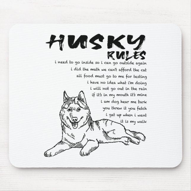 Funny Siberian Husky Dog Hand Drawn Art Men Women  Mouse Mat (Front)