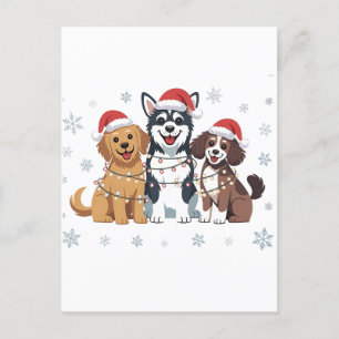 Funny Siberian Husky Dog Lover Christmas Tree Announcement Postcard