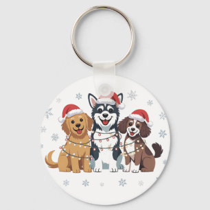 Funny Siberian Husky Dog Lover Christmas Tree Key Ring