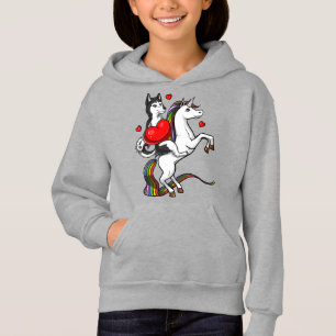 Funny Siberian Husky Dog Riding Unicorn