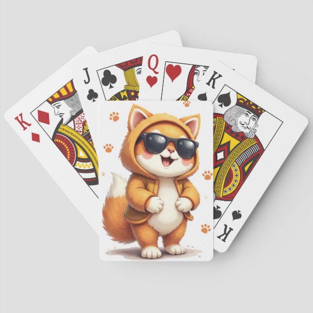 Funny Siberian Kawaii Cat Playing Cards (Back)