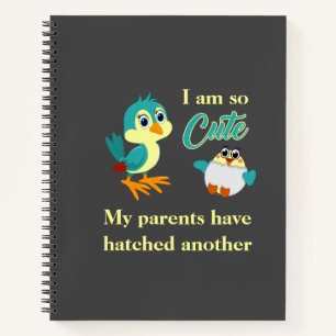 Funny Sibling Joke Baby Bird Announcement Notebook