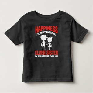 Funny Sibling Little Brother Short Old Sister Toddler T-Shirt