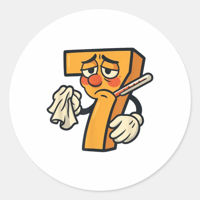 Funny Sick Seven Costume 7_1  Classic Round Sticker (Front)