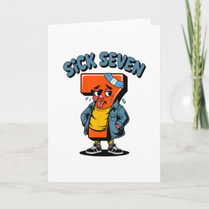 Funny Sick Seven Meme Six Seven Wordplay Halloween Card