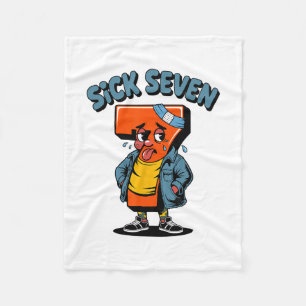 Funny Sick Seven Meme Six Seven Wordplay Halloween Fleece Blanket