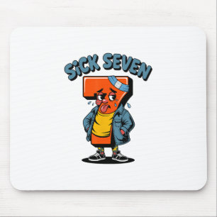 Funny Sick Seven Meme Six Seven Wordplay Halloween Mouse Mat