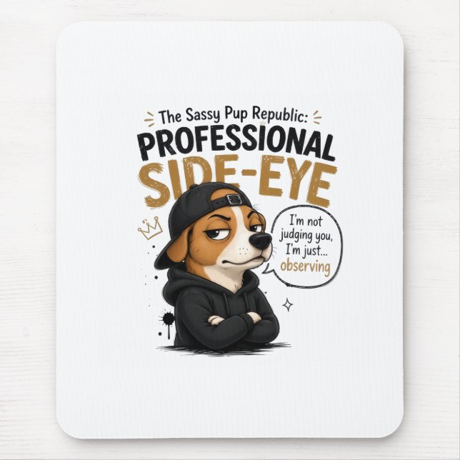 Funny Side-Eye Dog - "I'm Not Judging You" Mouse Mat (Front)