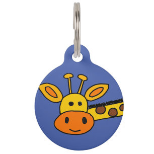 Funny Sideways Giraffe Face Cartoon Pet Tag