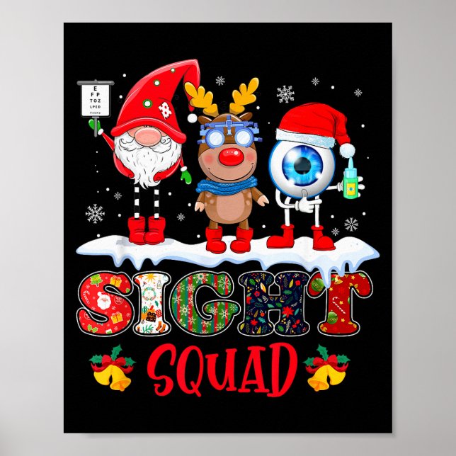 Funny Sight Squad Gnome Reindeer Santa Christmas O Poster (Front)