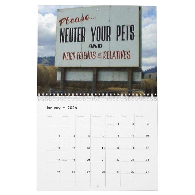 funny sign calender calendar (Jan 2026)