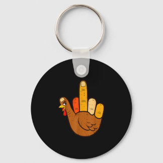 Funny sign turkey hand cool thanksgiving men women key ring