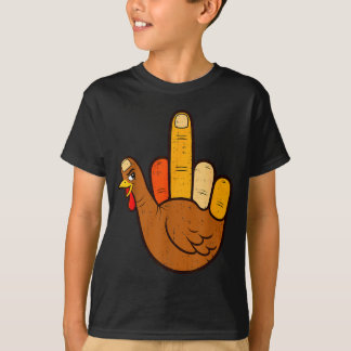 Funny sign turkey hand cool thanksgiving men women T-Shirt