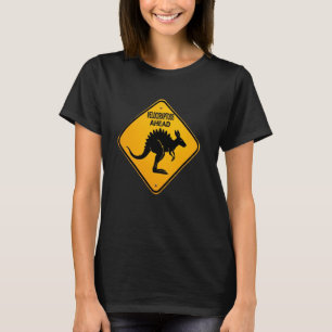 Funny Sign Velociraptors Ahead Kangaroo Dinosaur M T-Shirt