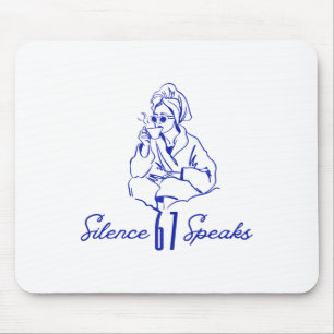 Funny Silence Speaks 67 Minimal Line Art Coffee Ca Mouse Mat