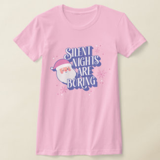 Funny Silent Nights Are Boring Winking Emoji Santa T-Shirt