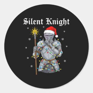 Funny Silent Santa Knight Medieval Christmas Warri Classic Round Sticker