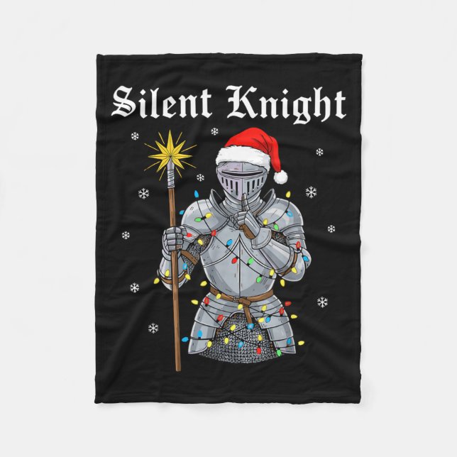 Funny Silent Santa Knight Medieval Christmas Warri Fleece Blanket (Front)