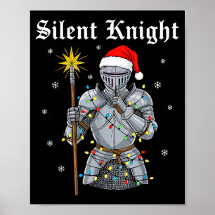 Funny Silent Santa Knight Medieval Christmas Warri Poster