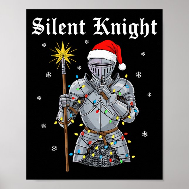 Funny Silent Santa Knight Medieval Christmas Warri Poster (Front)