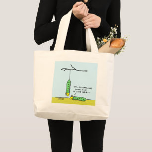 Funny Silkworm Caterpillars Cartoon Art Lovers Large Tote Bag